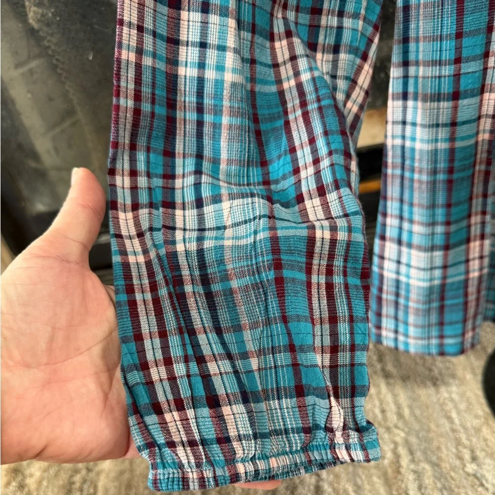 St John’s Bay Teal Plaid Women's long sleeve Top - Picture 3 of 5